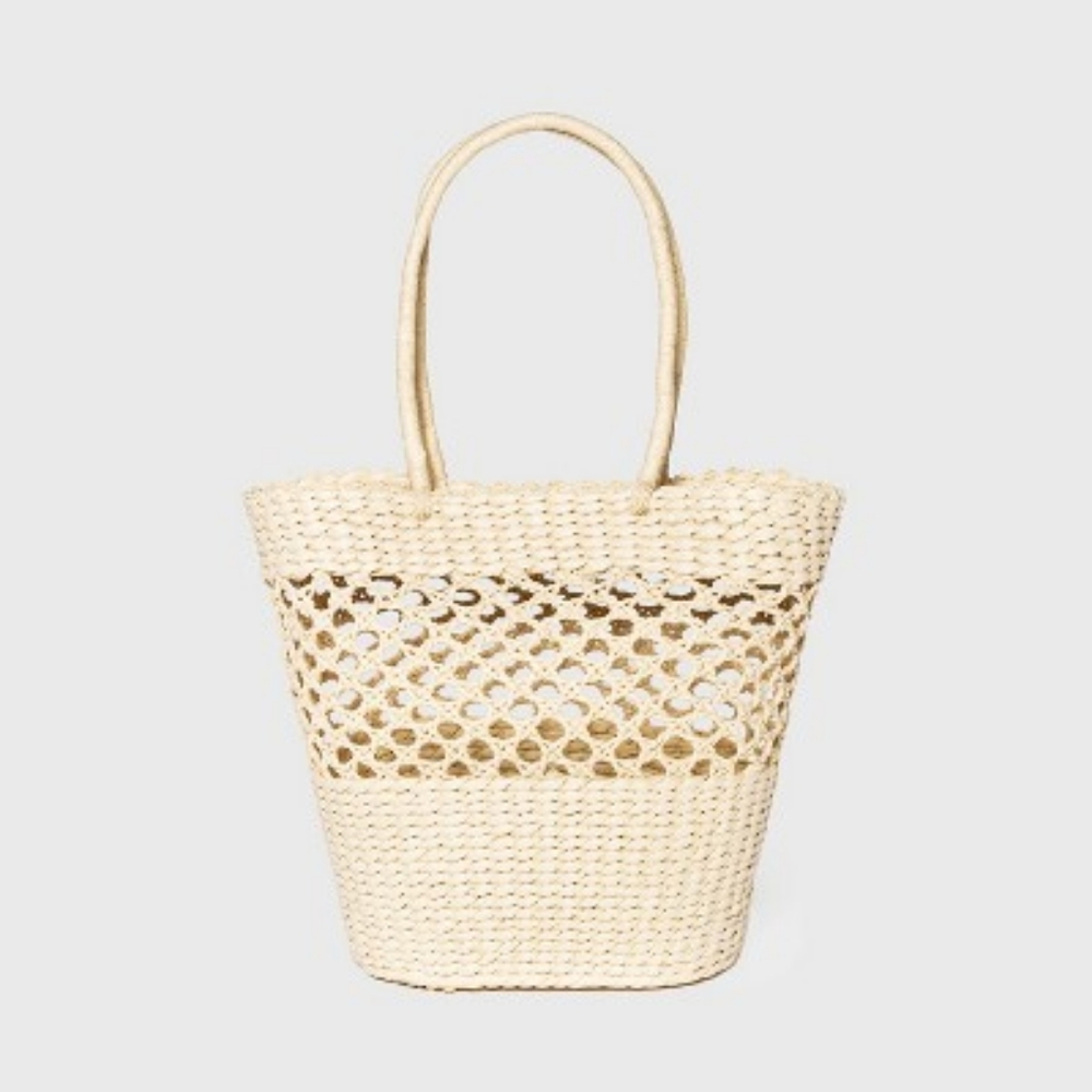 LAST ONE Straw Tote Handbag - Shade & Shore BEIGE ONLY - Picture 3 of 13